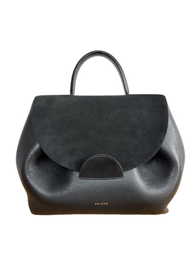 Polène Numéro Un Black Leather Top Handle Crossbody Minimalist Parisian Chic